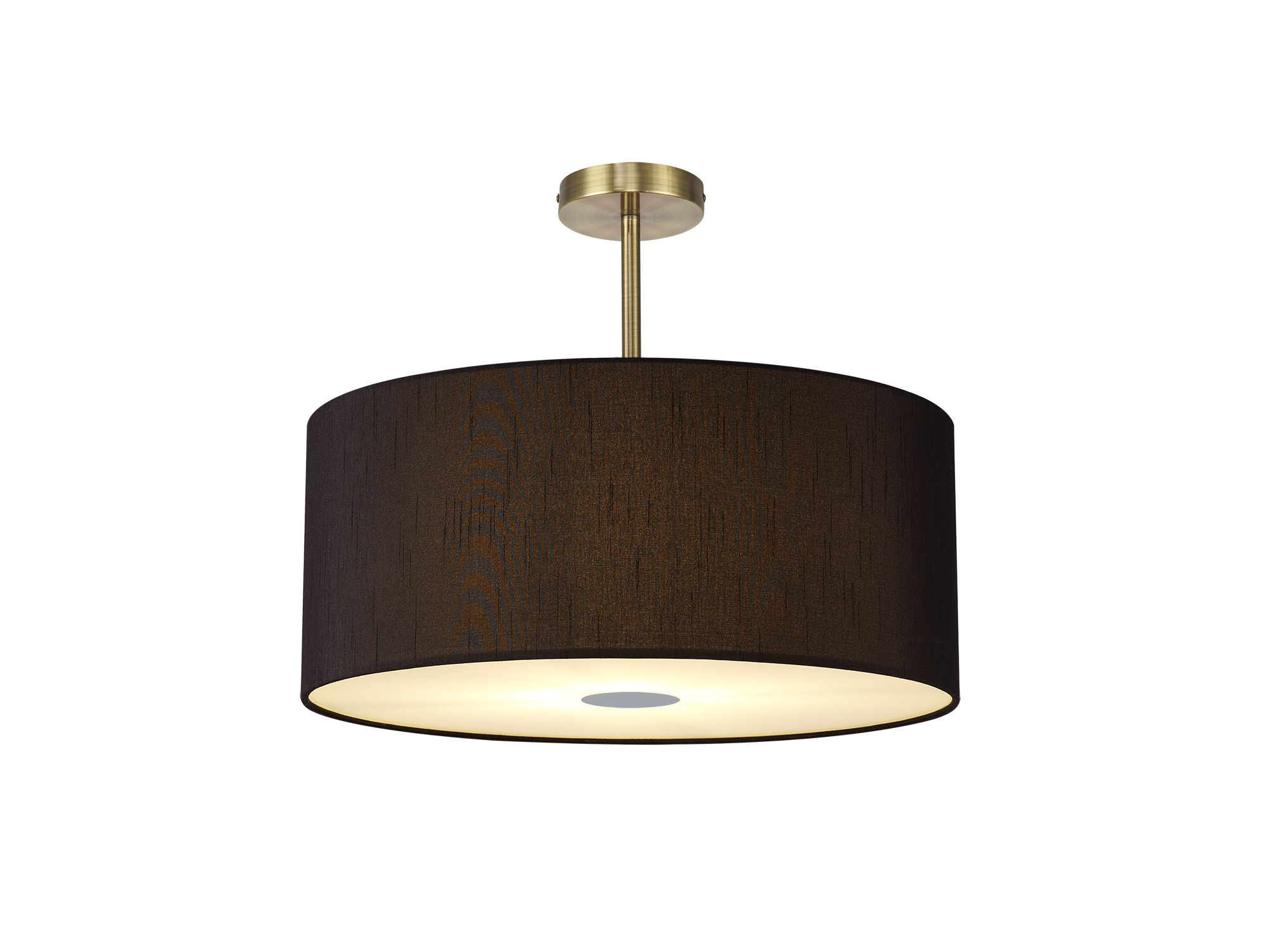 DK0509  Baymont 60cm Semi Flush Flush 5 Light Antique Brass, Black, Frosted Diffuser